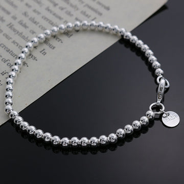 Beautiful fashion Elegant Gold color silver color 4MM beads chain women Letter cute Bracelet high quality Gorgeous jewelry H198 daiiibabyyy